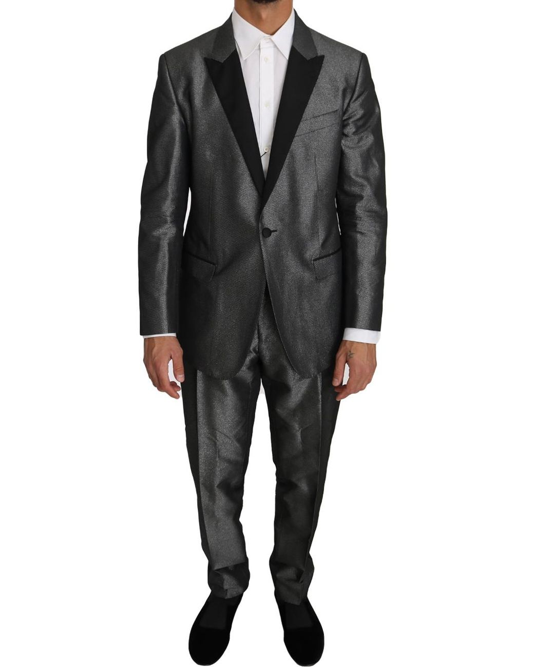 Dolce & Gabbana Black Grey Patterned Martini Piece Suit for men