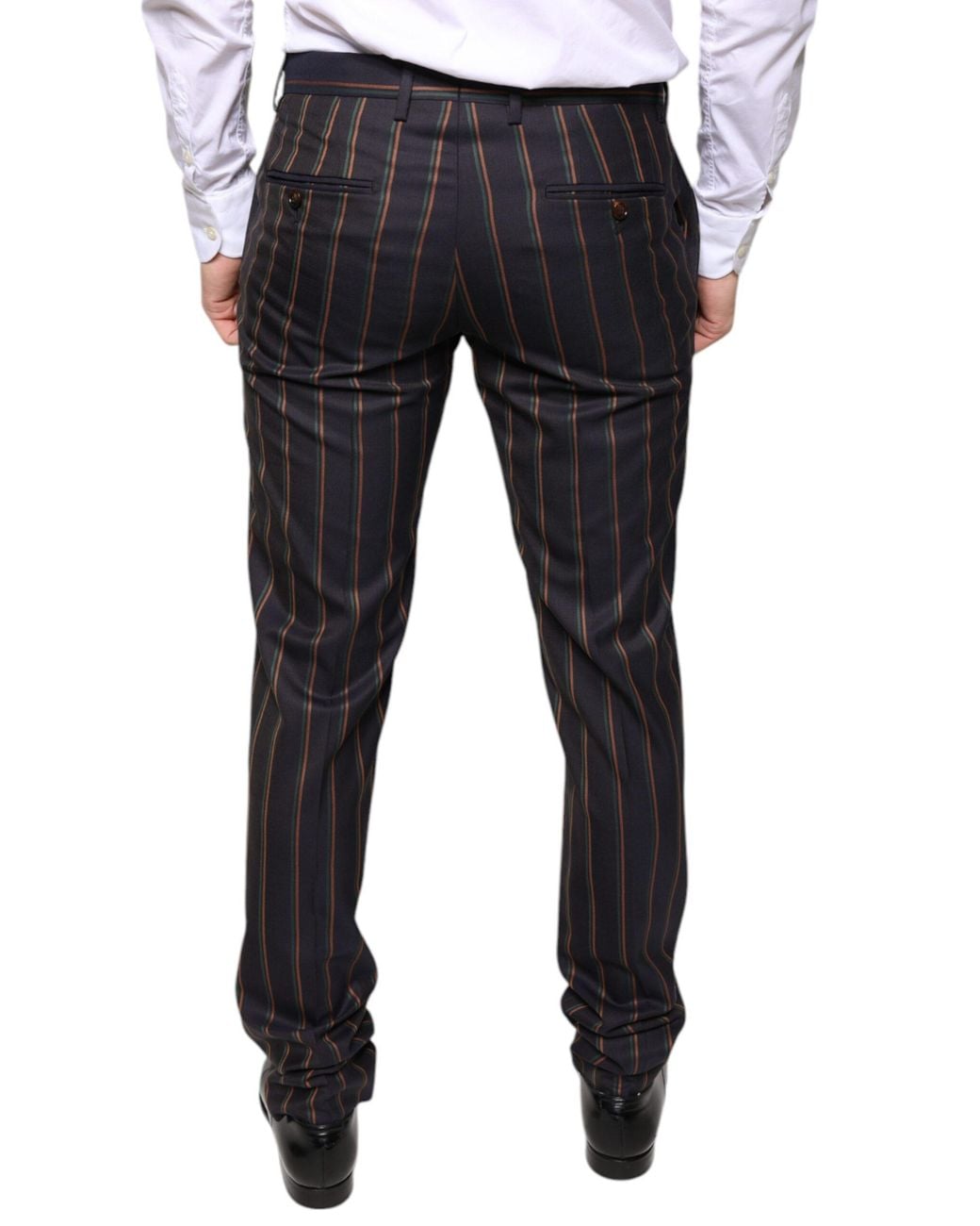 Dolce & Gabbana Blue Stripes Skinny Dress Pants for men