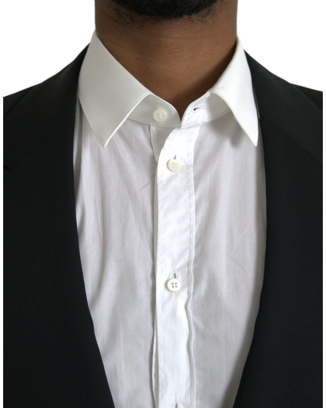 Dolce & Gabbana Black Wool Peak Single Breasted Coat Blazer for men