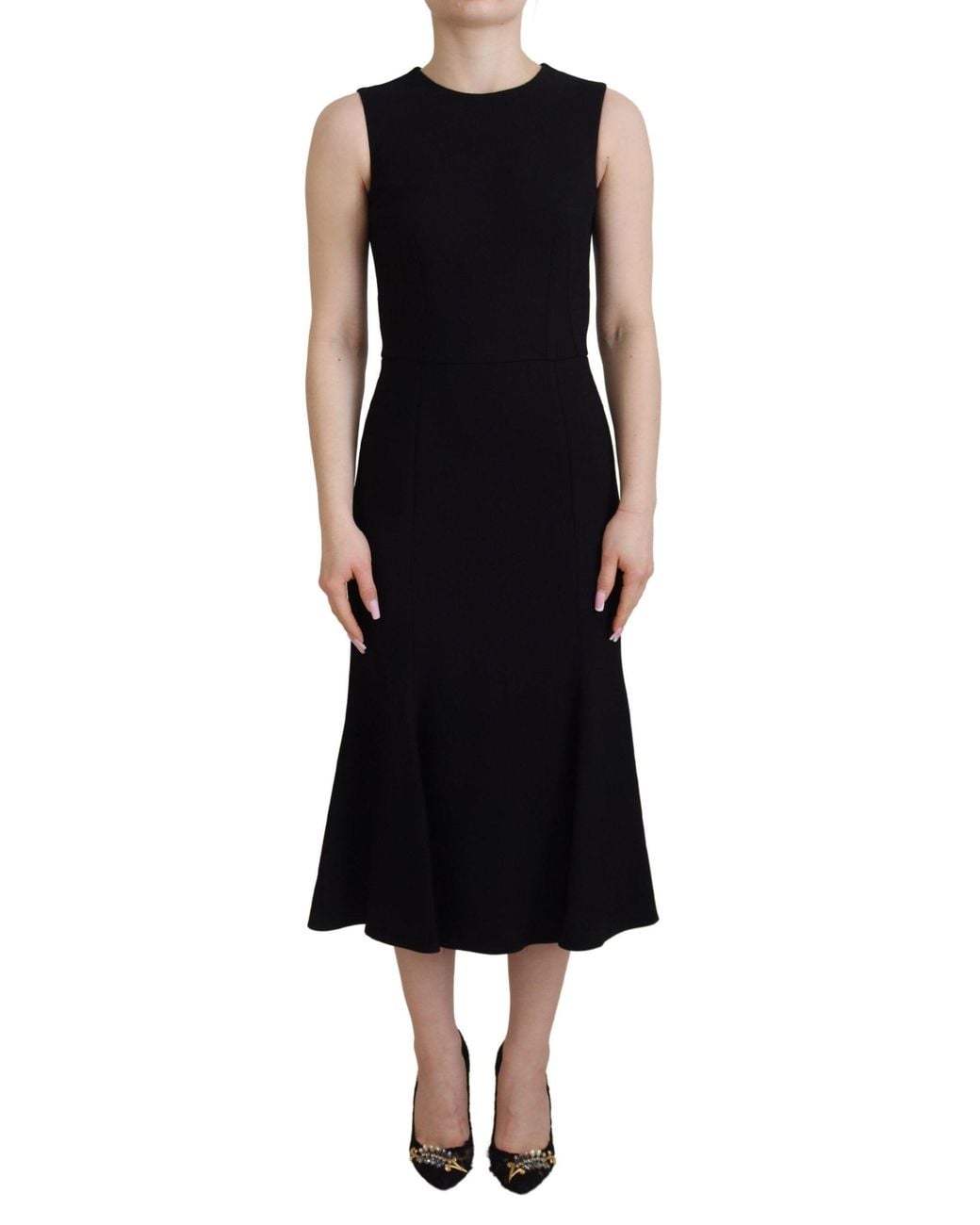 Dolce & Gabbana Black Sheath Flare Viscose Dress