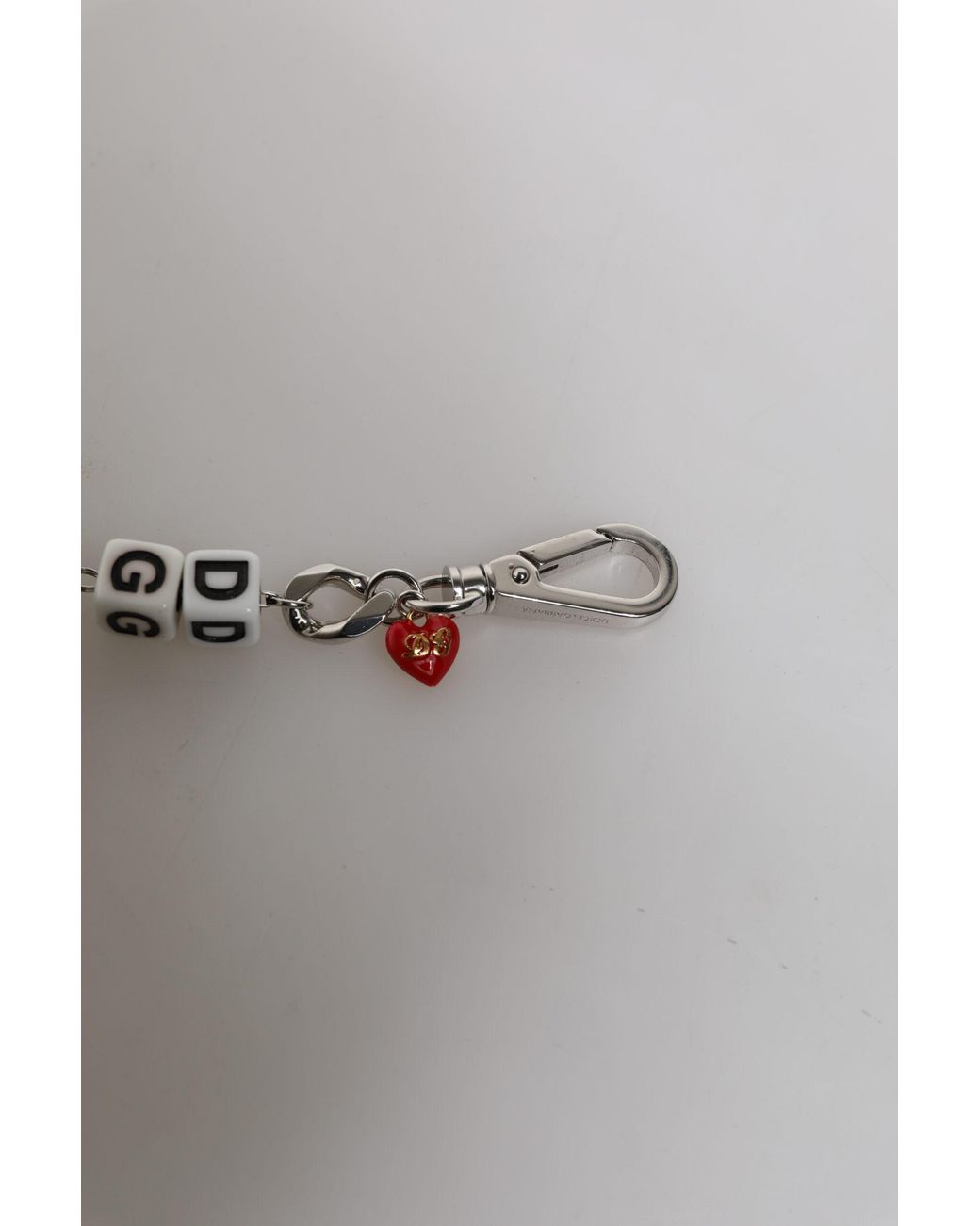Dolce & Gabbana White Tone Brass Bead Dice Logo Embellish Charm Bracelet