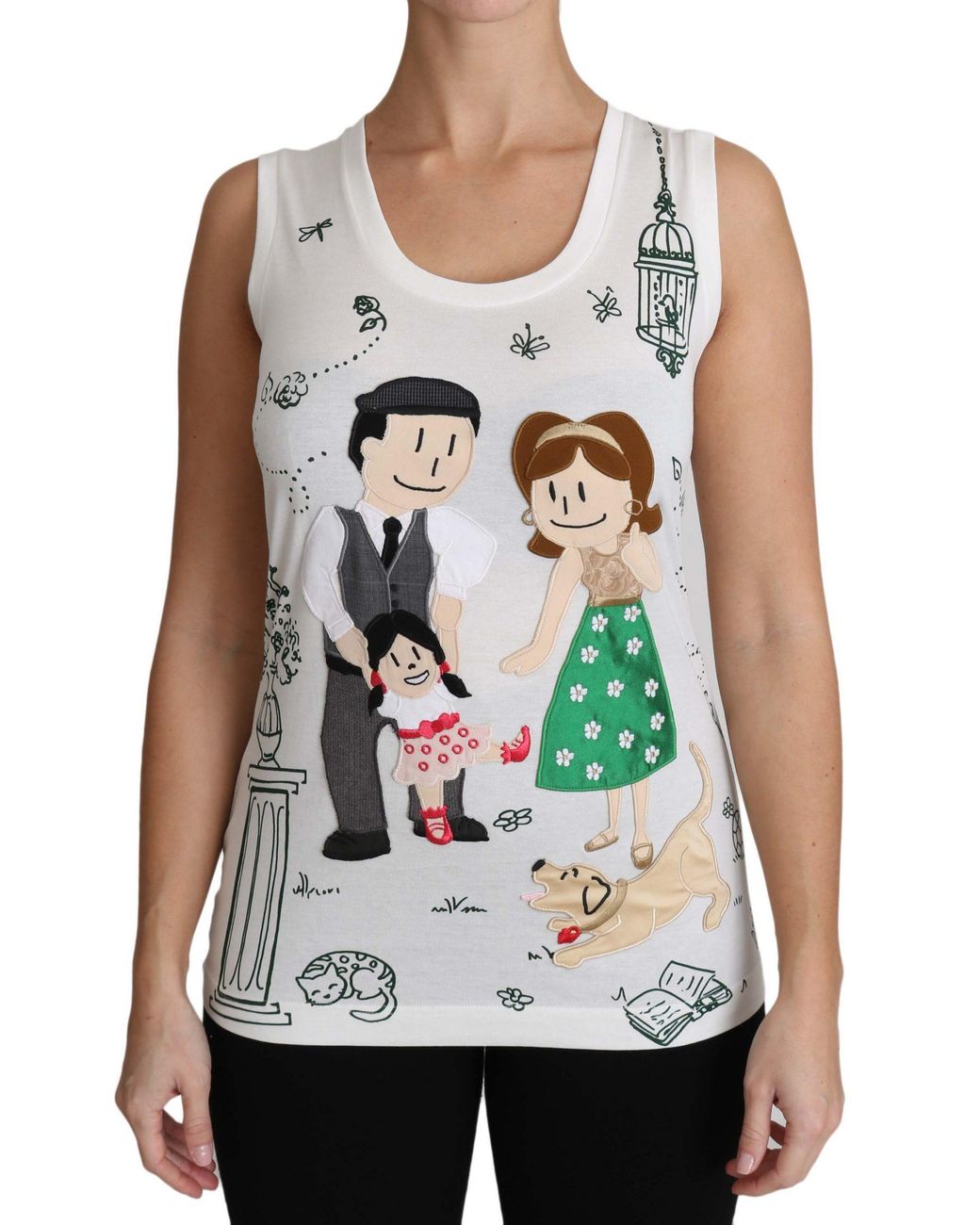 Dolce & Gabbana White Family Tank Top Tsh3162