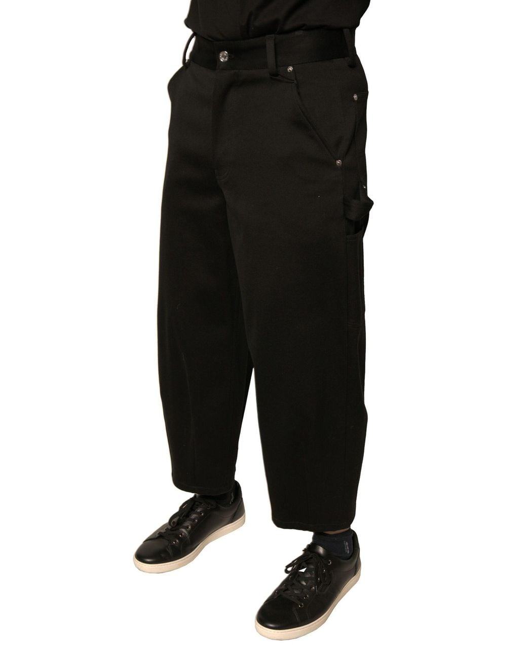 Dolce & Gabbana Black Cotton Mid Waist Cropped Pants for men