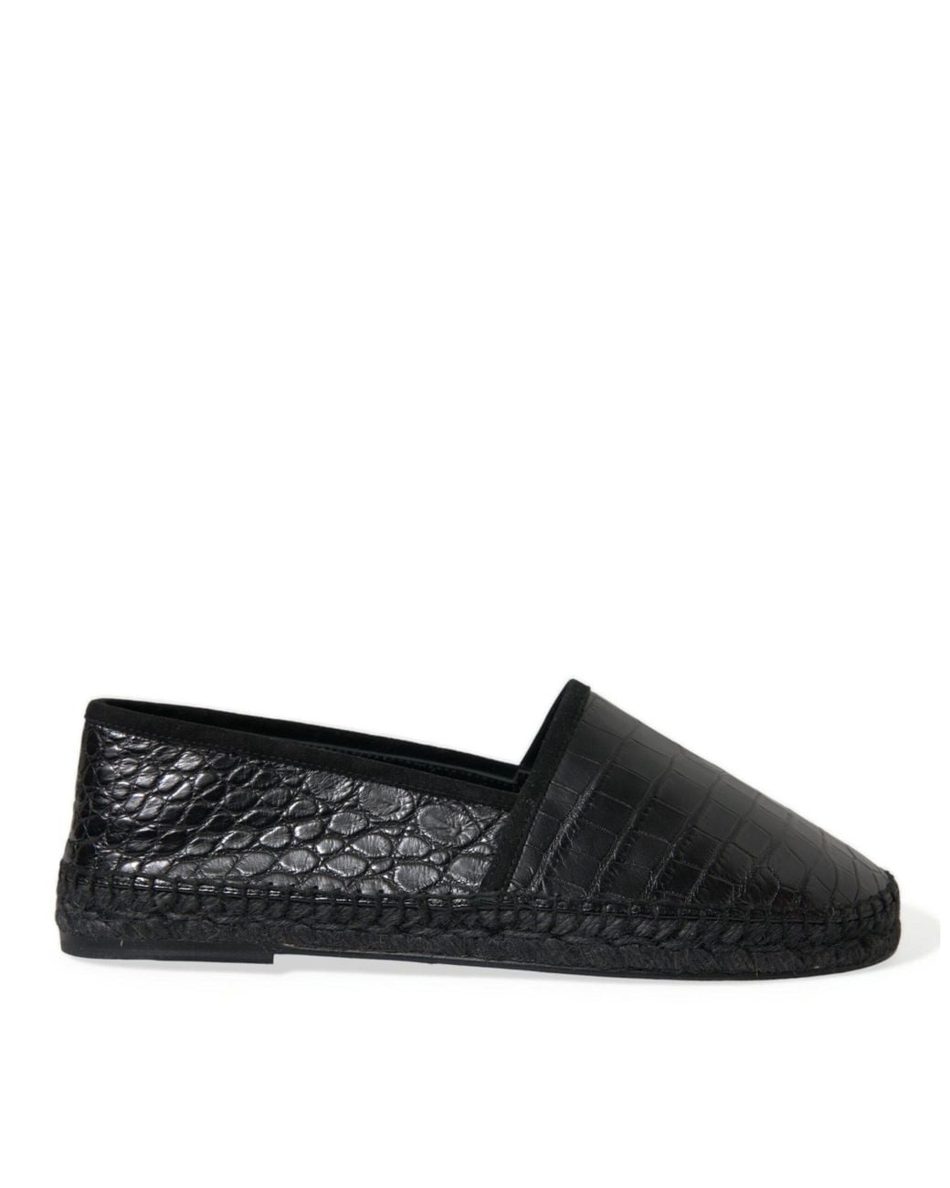 Dolce & Gabbana Black Exotic Leather Espadrilles Slip On Shoes for men