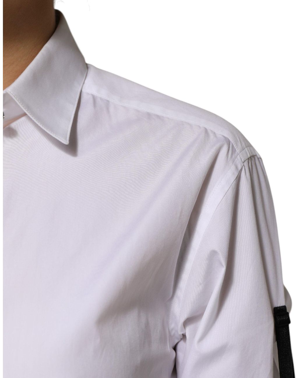 Dolce & Gabbana Gray Crystal Embellished Collared Shirt Top