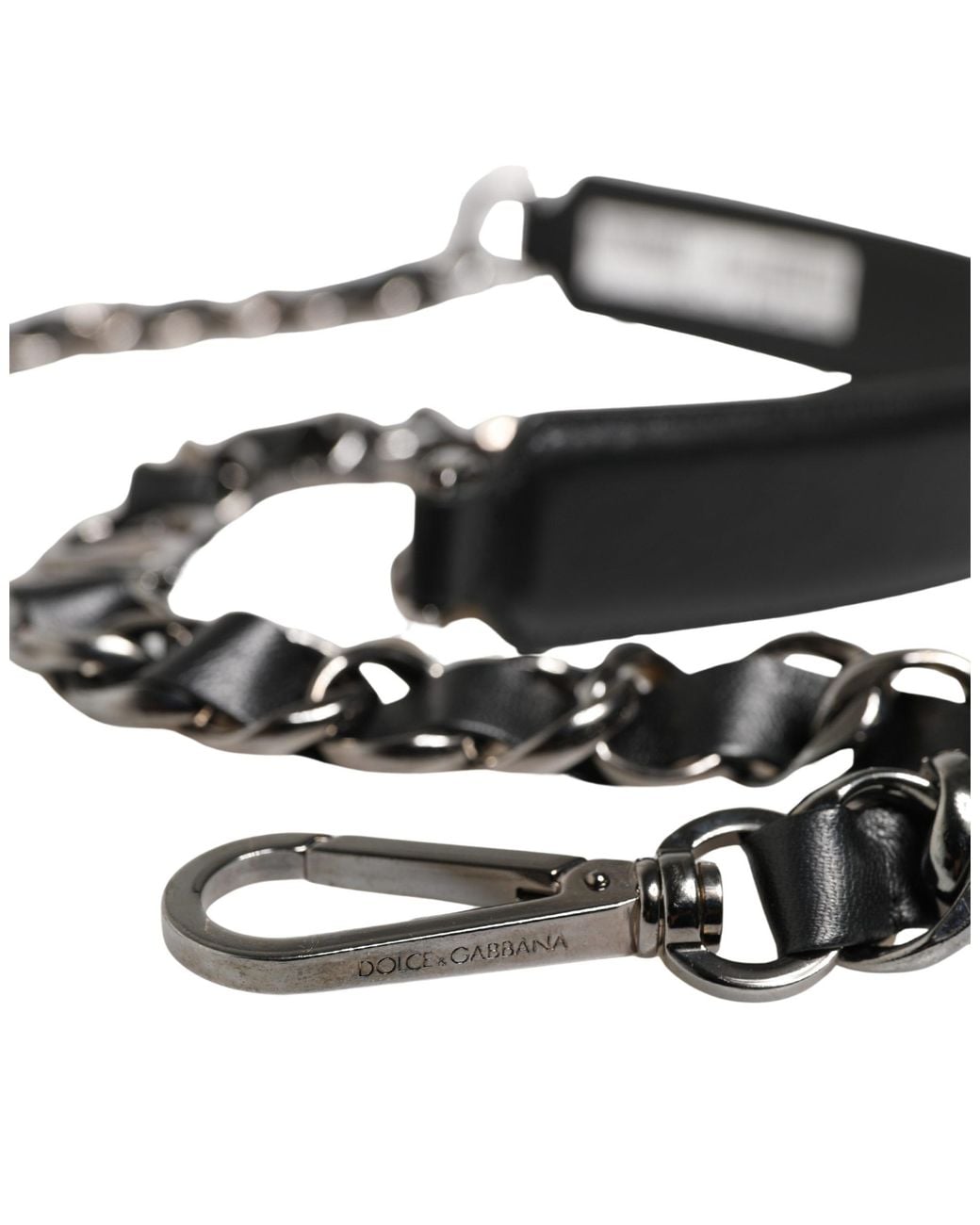 Dolce & Gabbana Black Leather Chain Bag Accessory Shoulder Strap