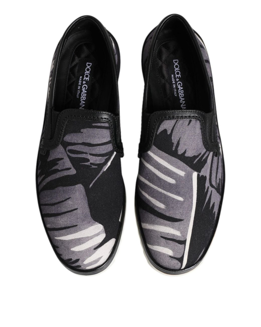 Dolce & Gabbana Black Tropical Slip On Sneakers Shoes for men
