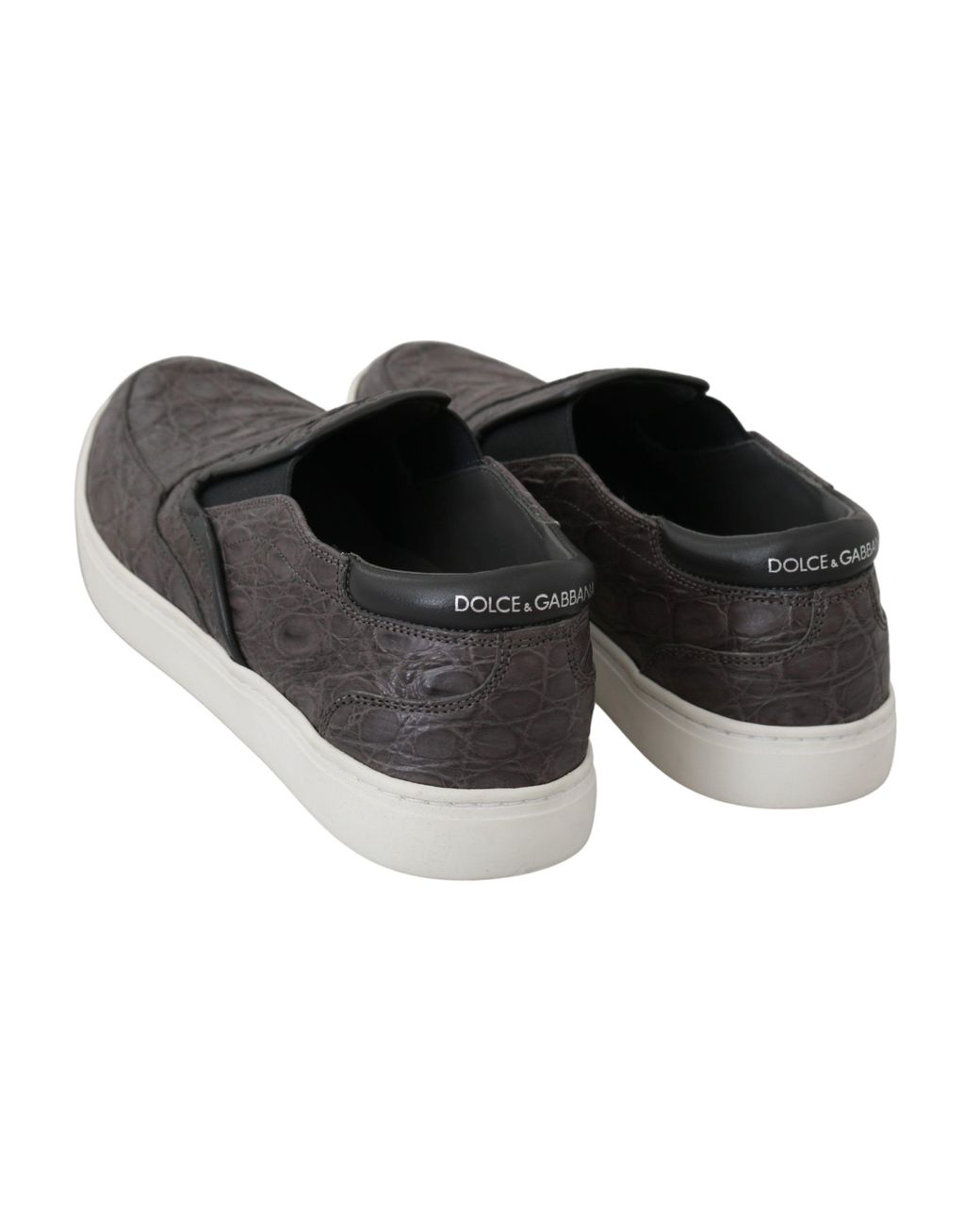 Dolce & Gabbana Black Leather Flat Caiman Loafers Shoes for men