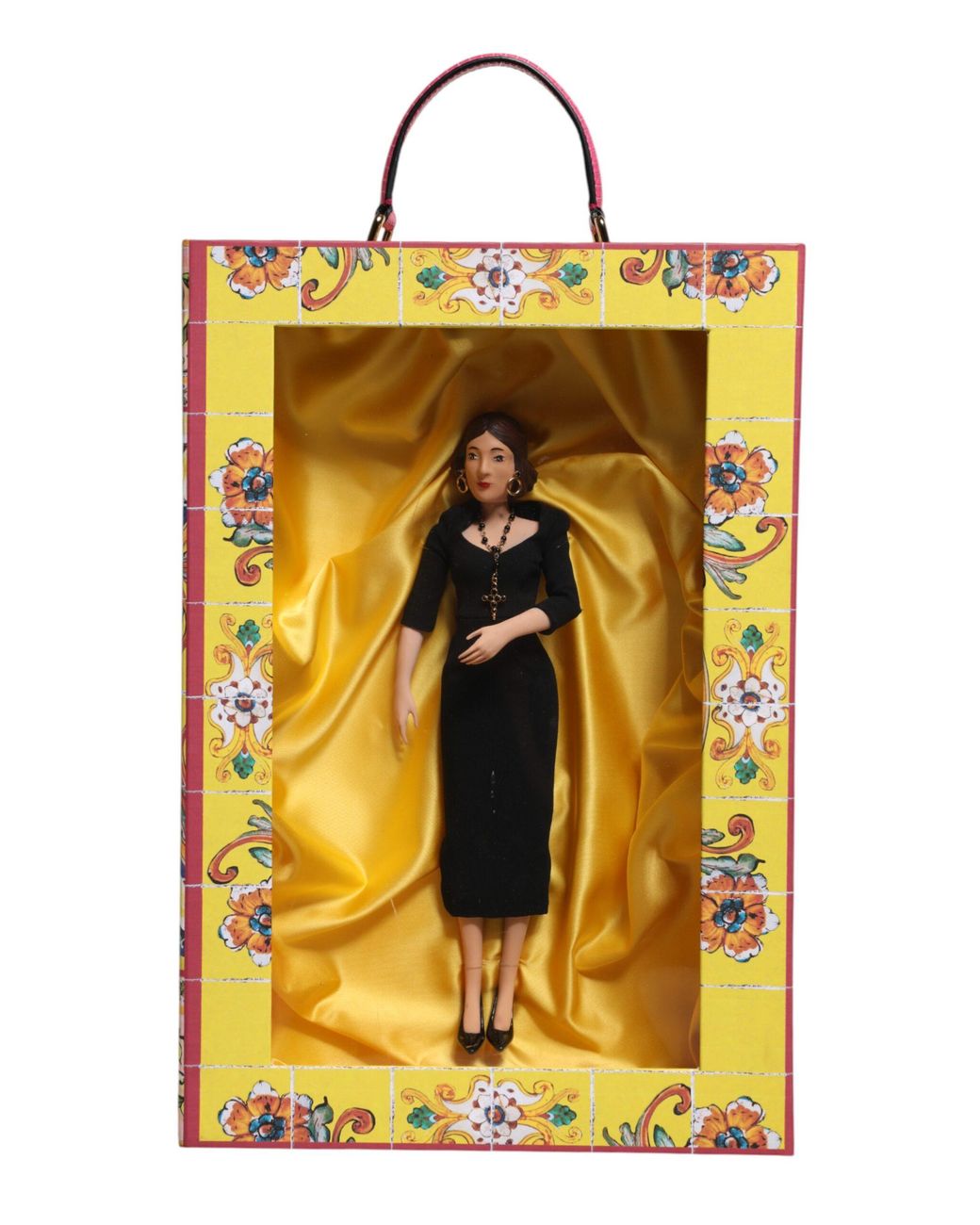 Dolce & Gabbana Yellow Dress Ceramic Porcelain Fashion Leather Sicily Dolls Silk Accessory