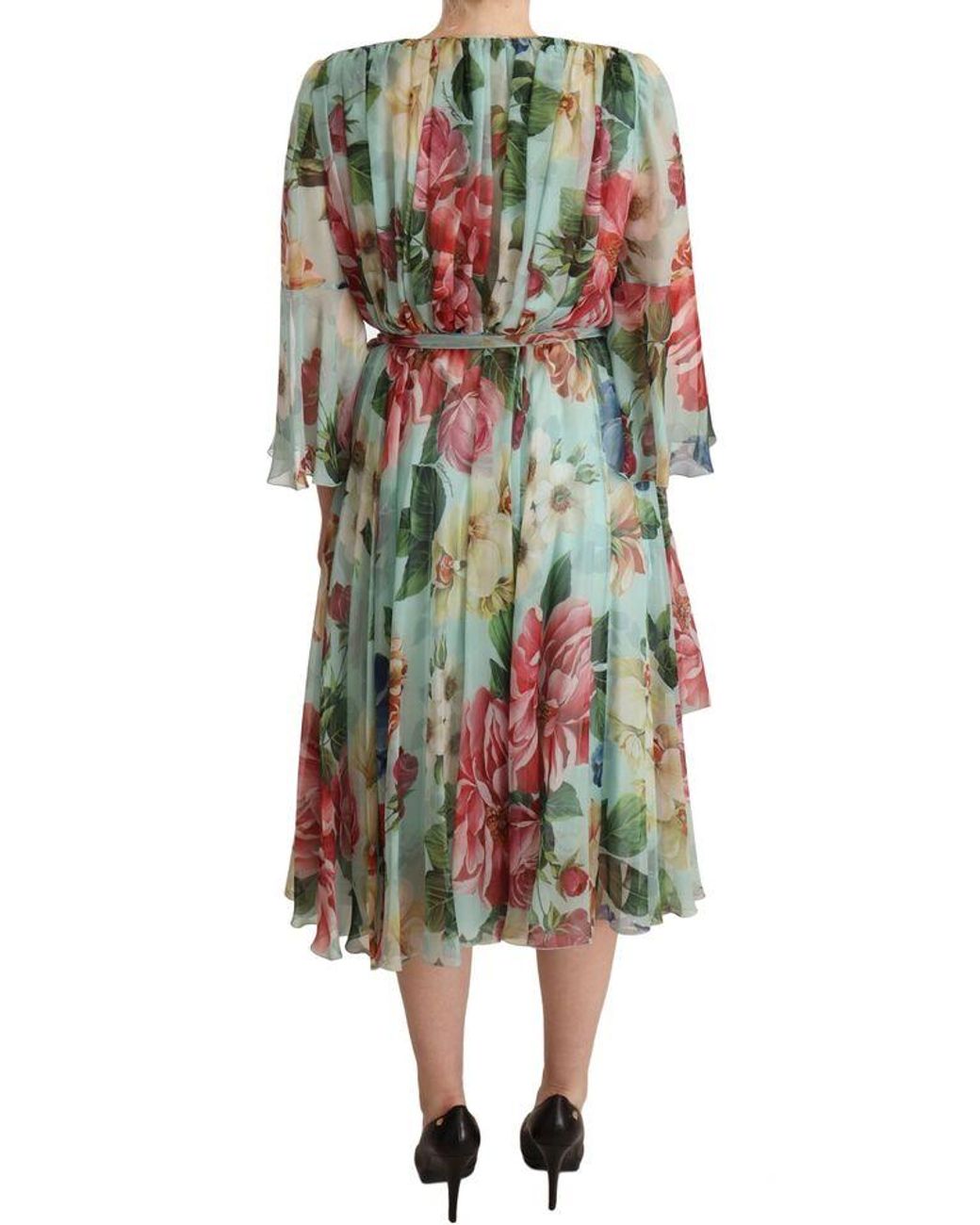Dolce & Gabbana Green Silk Wrap Gown Dress (Pre-Owned)