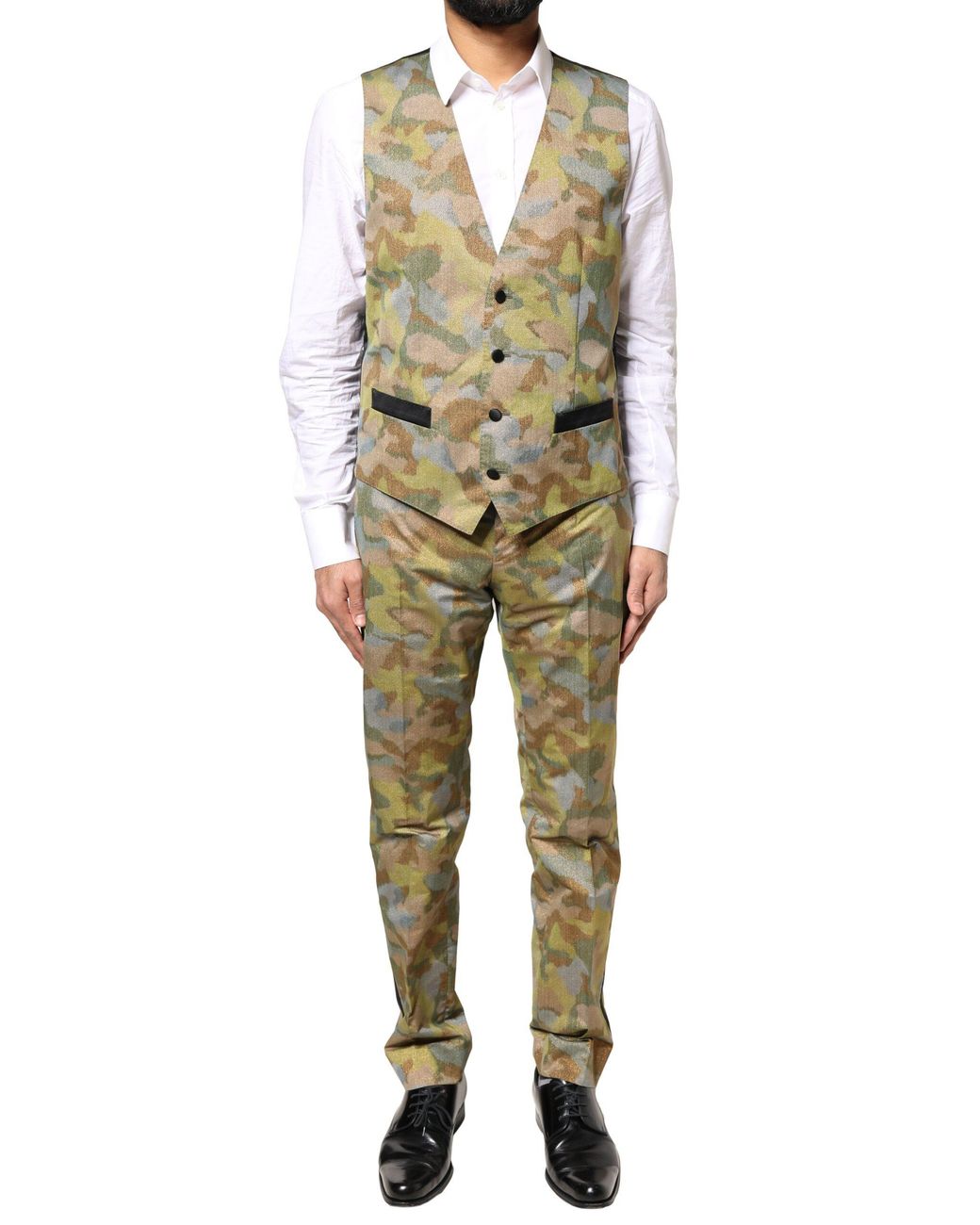Dolce & Gabbana Green Camouflage Sicilia 3 Piece Suit for men