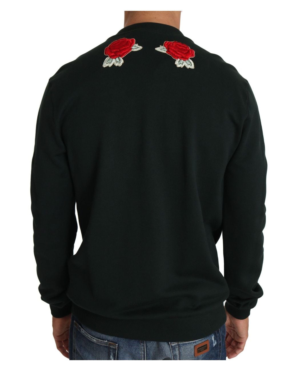 Dolce & Gabbana Black Crystal Heart Roses Gun Sweater for men