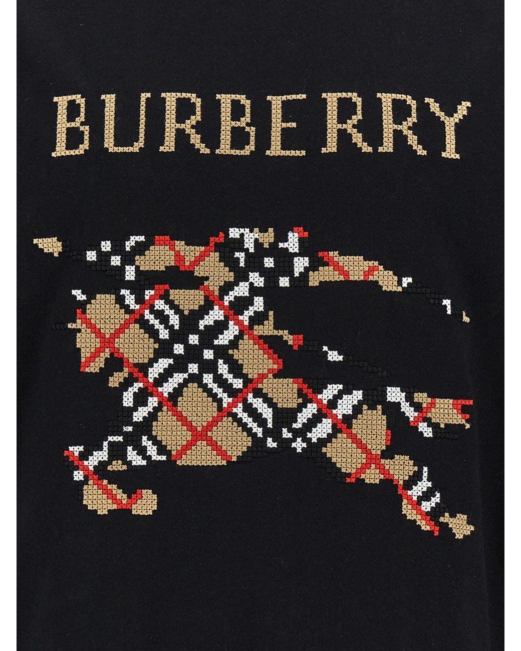 Burberry Black Cross Stitch T-Shirt for men