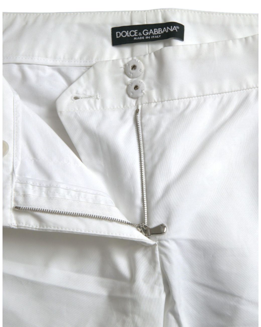 Dolce & Gabbana Gray Cut Out Cotton Mid Waist Cropped Pants