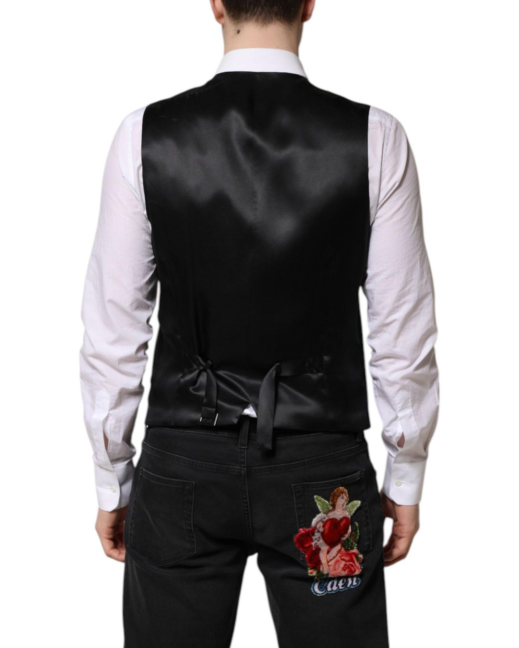 Dolce & Gabbana Green Wool Dress Formal Waistcoat Vest for men