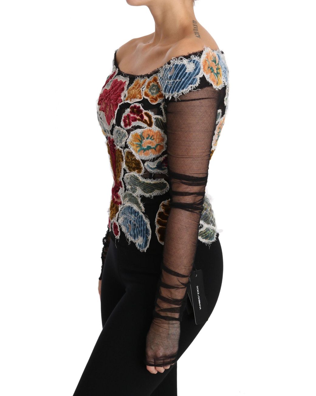 Dolce & Gabbana Multicolor Floral Ricamo Top T-Shirt Blouse