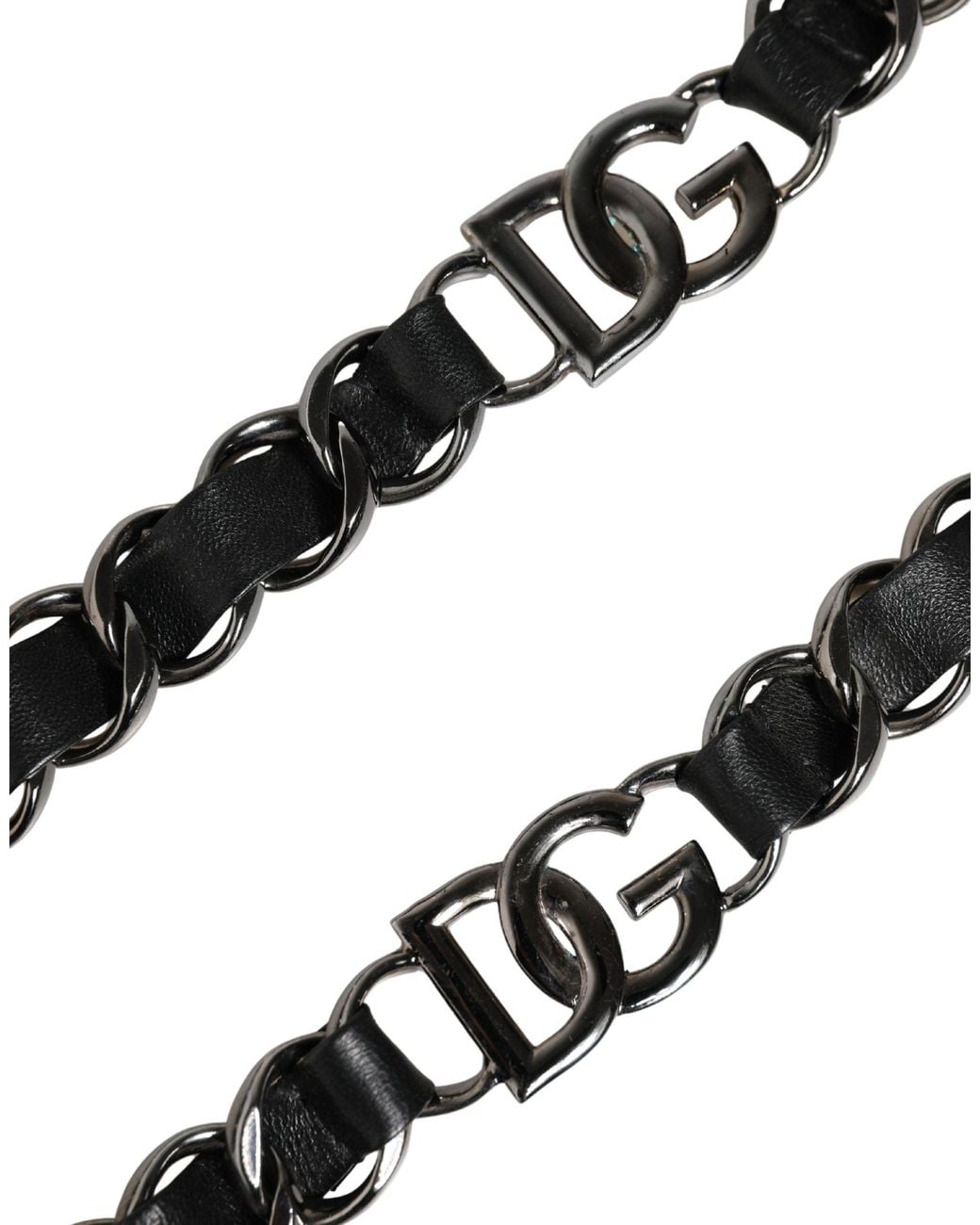 Dolce & Gabbana Black Leather Chain Bag Accessory Shoulder Strap