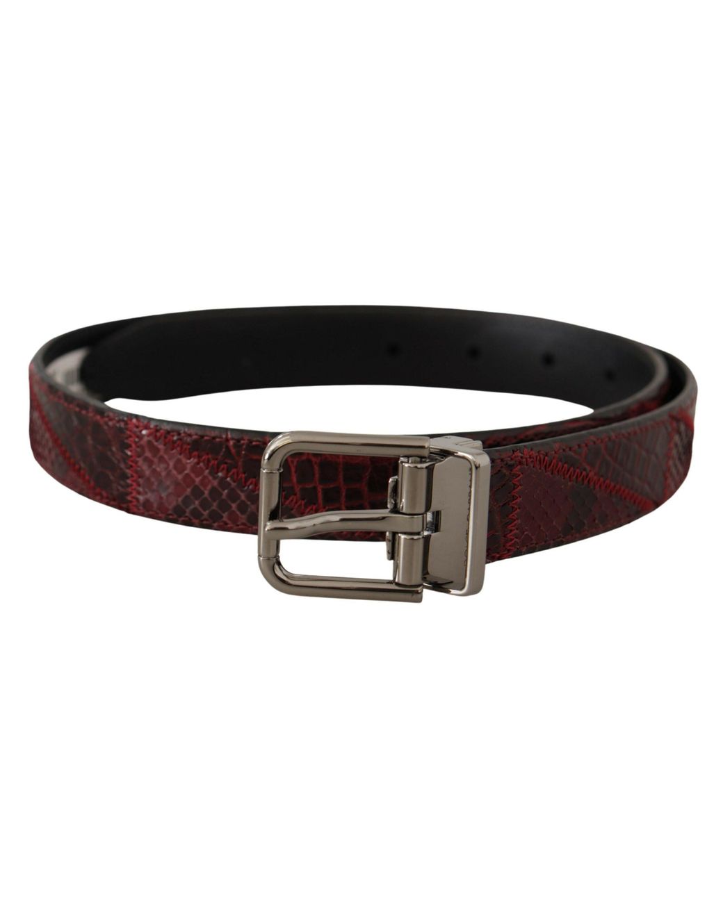 Dolce & Gabbana Black Exotic Leather Metal Logo Buckle Belt Python Skin