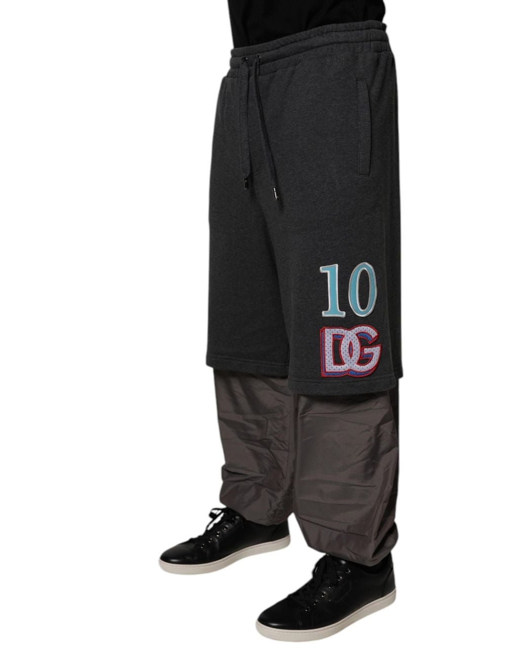 Dolce & Gabbana Black Layered Sweatpants With Embroidered Logo for men