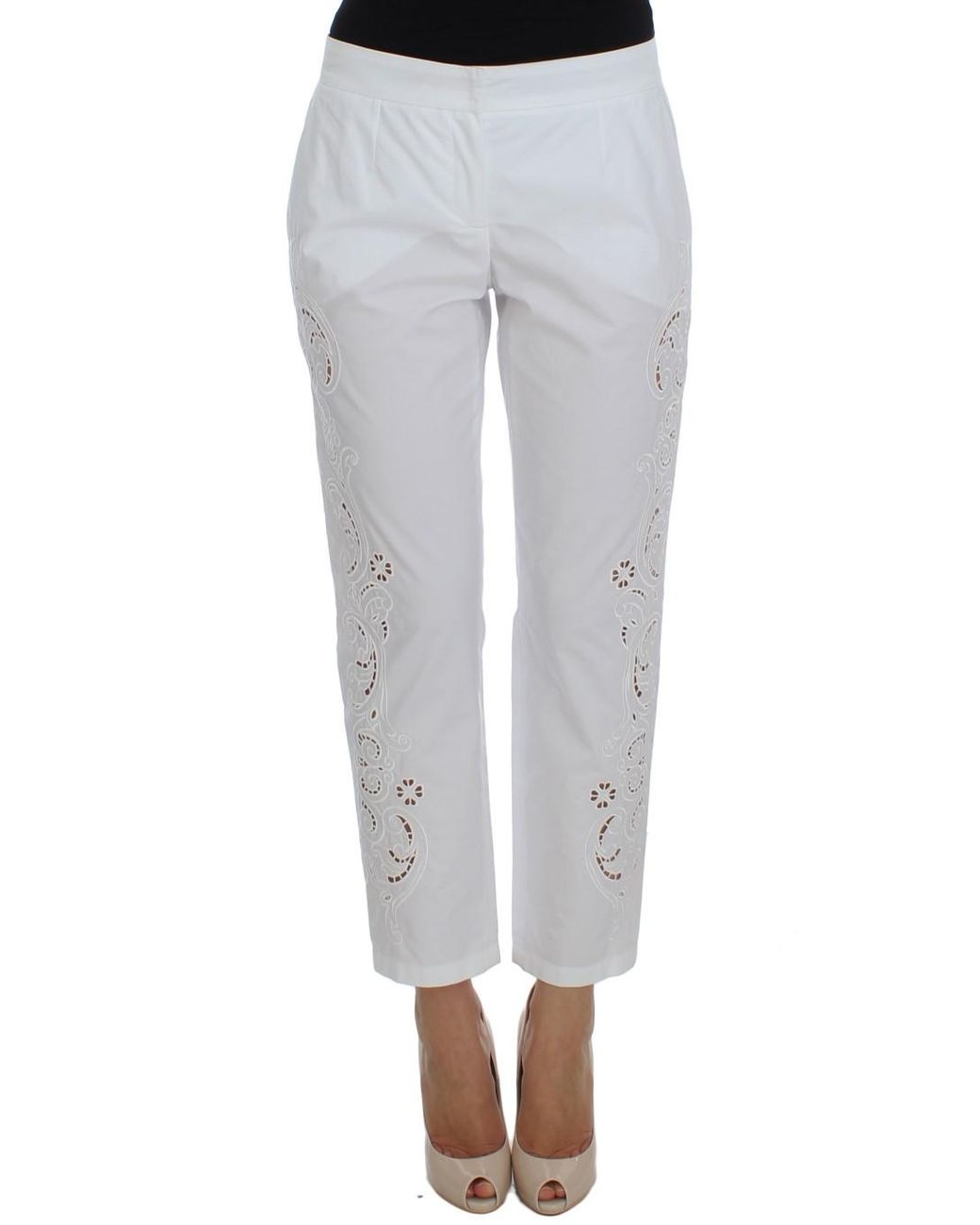 Dolce & Gabbana White Floral Cutout Dress Sicily Pants