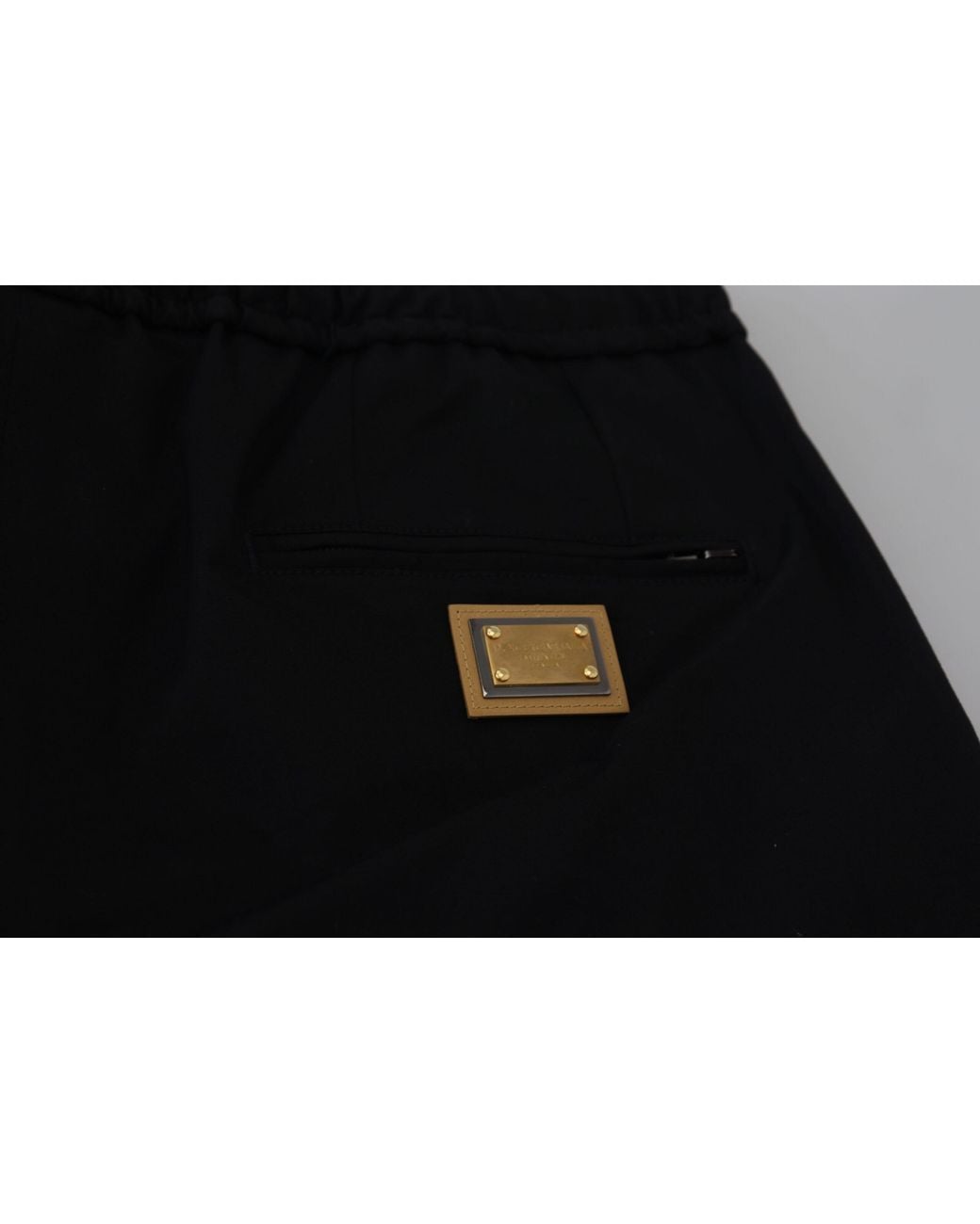 Dolce & Gabbana Black Cotton Elastic Waist Dg Logo Cropped Pants for men