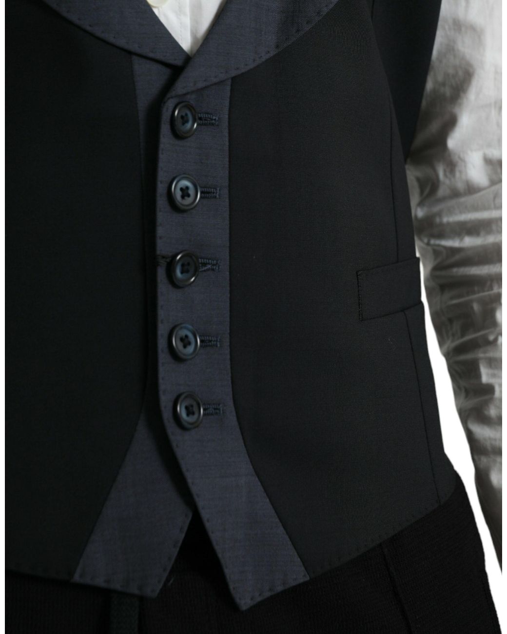 Dolce & Gabbana Black Wool Waistcoat Dress Formal Vest for men