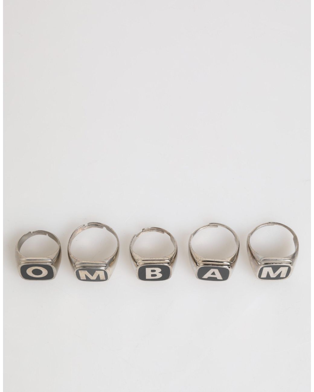 Dolce & Gabbana Black Tone Brass Lettering Set 5 Pieces Adjustable Ring Ename for men