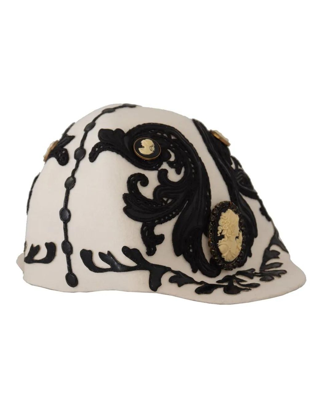 Dolce & Gabbana Metallic Wool Embroidered Cameo Brooch Hat