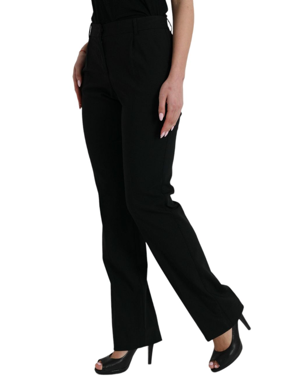 Dolce & Gabbana Black Elegant Tapered Wool Trousers