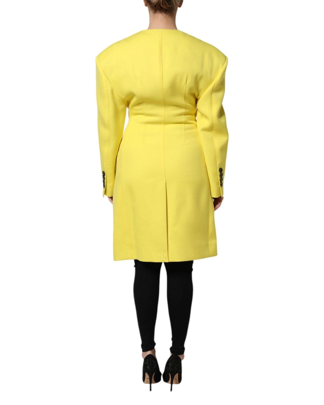 Dolce & Gabbana Yellow Double Breasted Trench Coat Jacket
