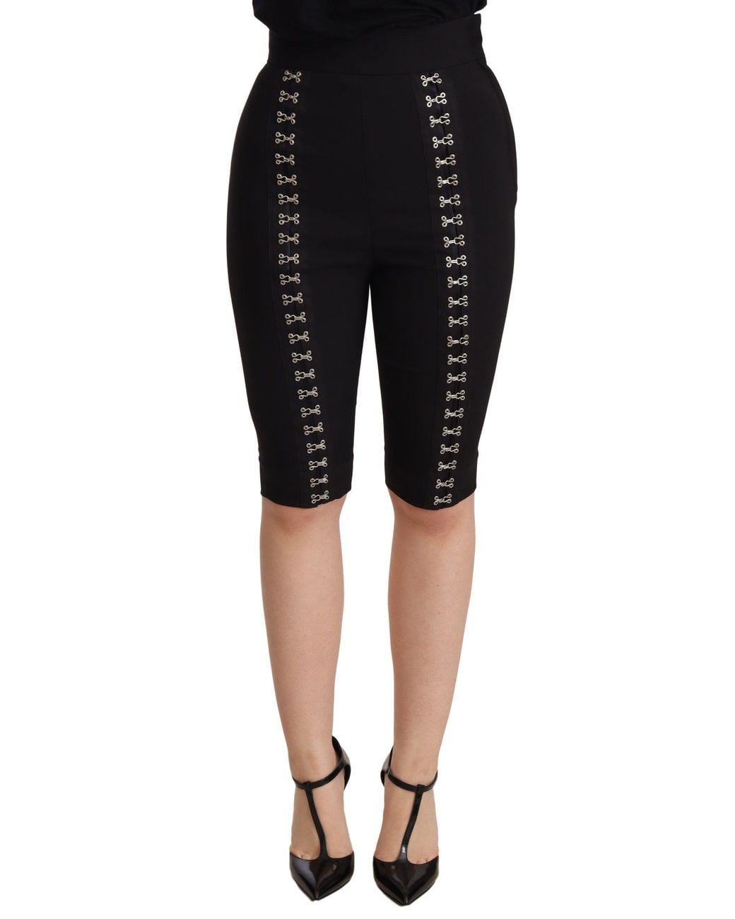 Dolce & Gabbana Black Elegant High Waist Wool Shorts