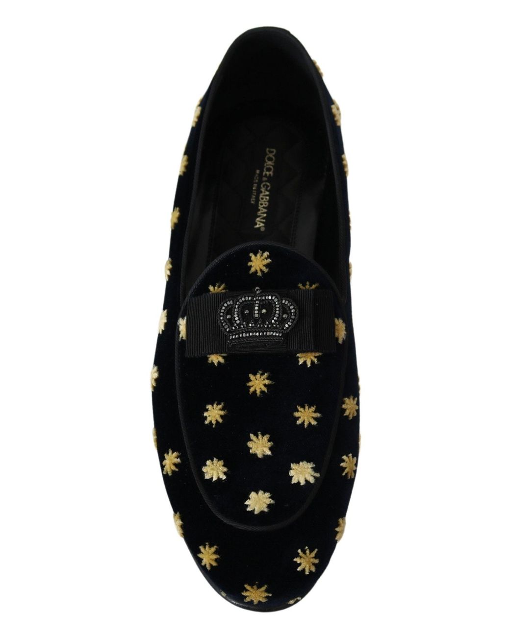 Dolce & Gabbana Black Elegant Velvet Crown Embroidery Loafers for men