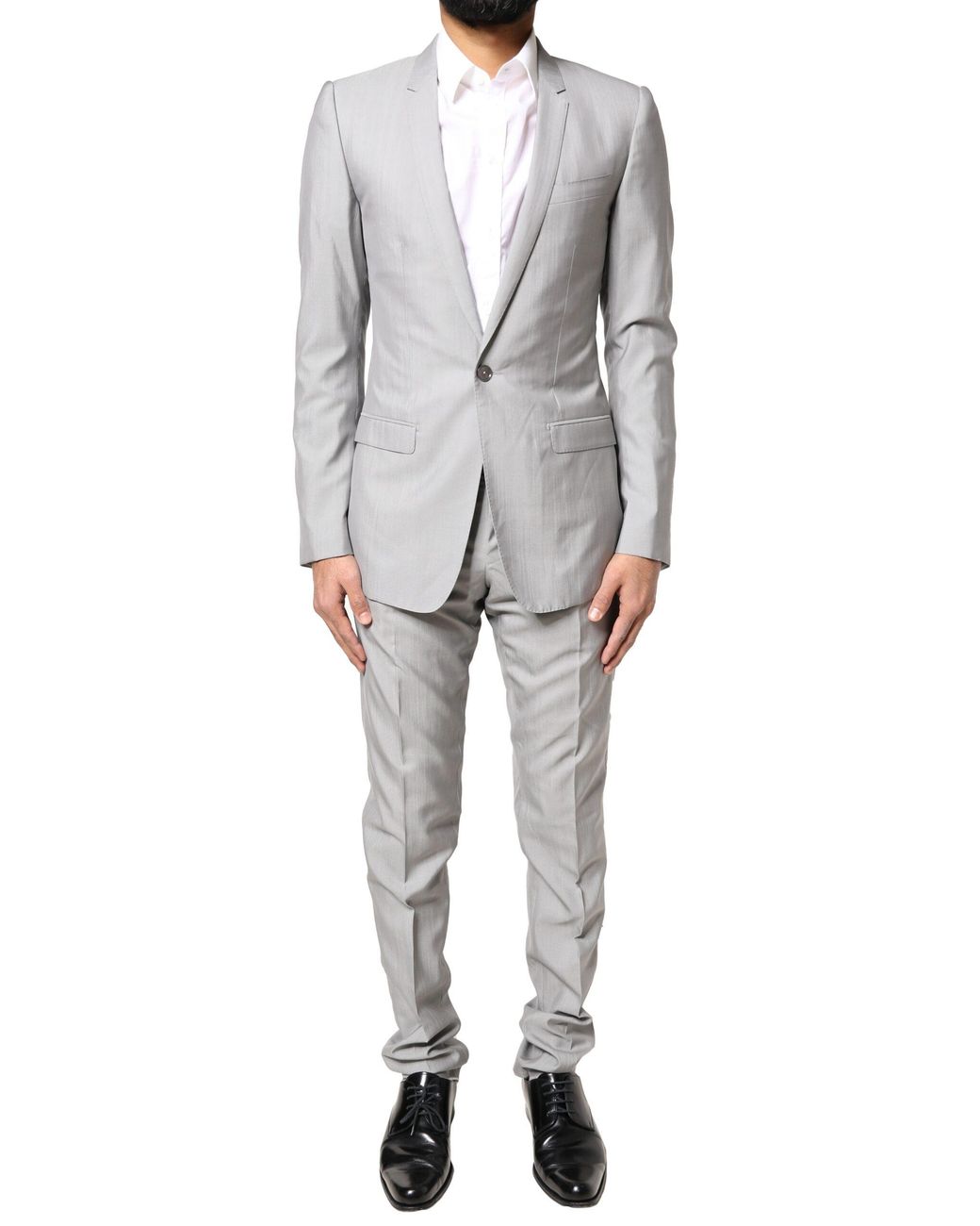 Dolce & Gabbana Gray Light Wool 2 Piece Formal Suit for men