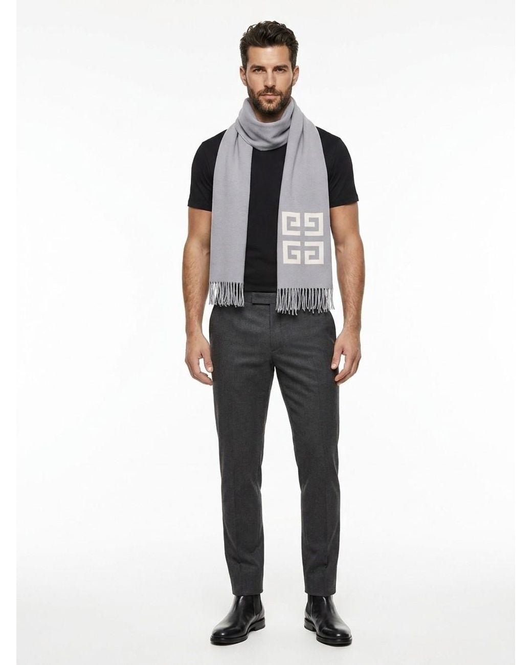Givenchy White Virgin Wool Scarf for men