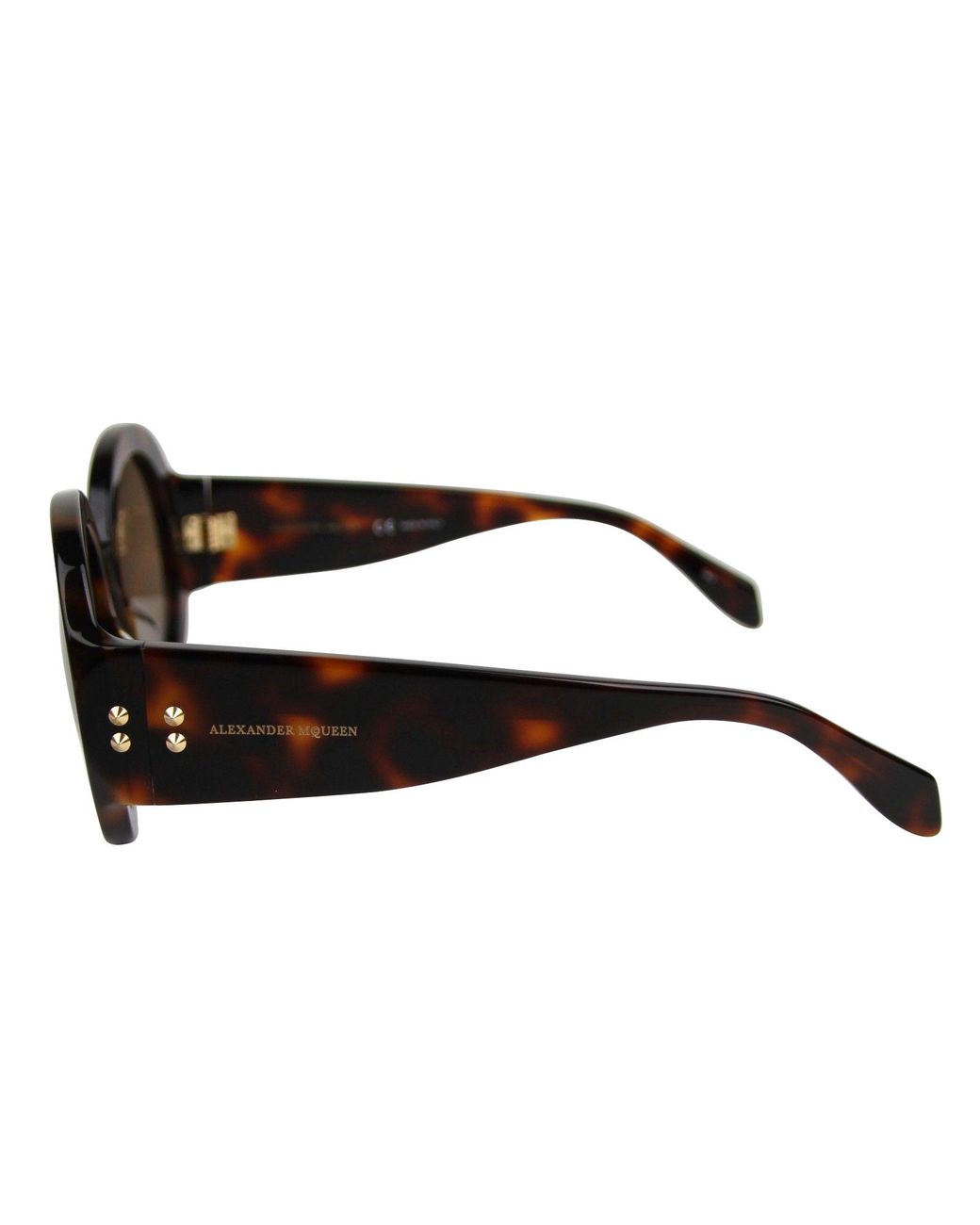 McQueen Brown Plastic Acetate Round Sunglasses