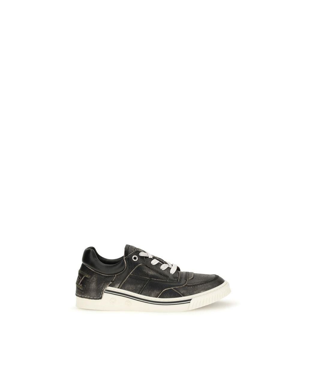 Fendi Black Calf Leather Bos Taurus Low Top Sneakers for men