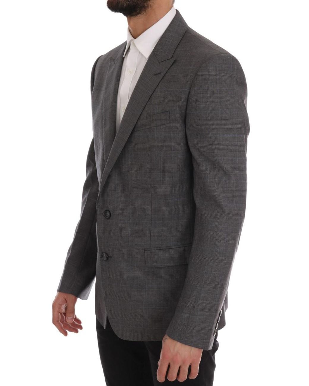 Dolce & Gabbana Black Dolce Gabbana Gray Wool Martini Slim Blazer for men
