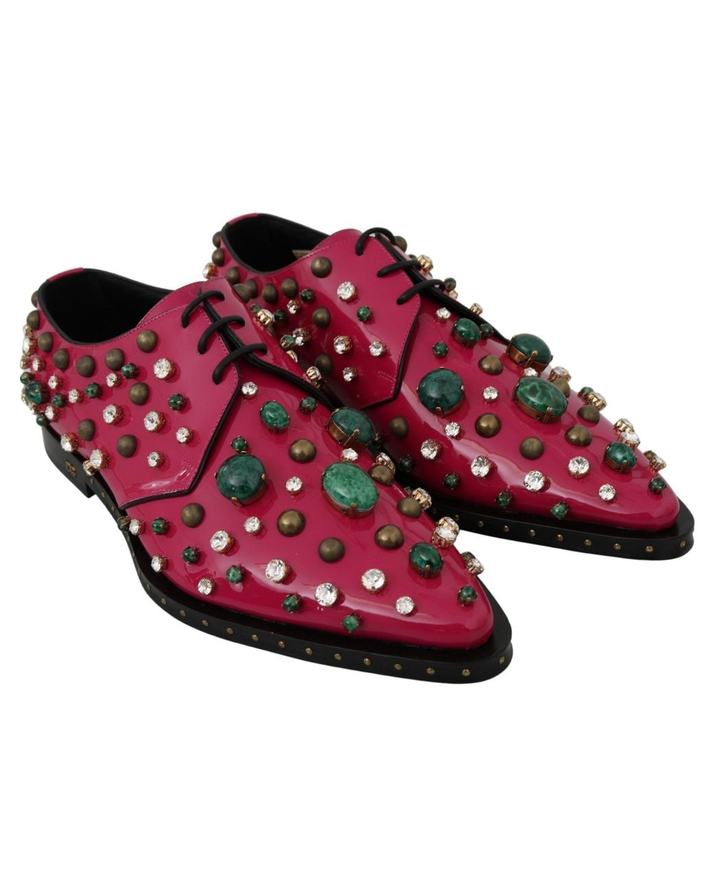 Dolce & Gabbana Black Leather Crystals Dress Broque Shoes