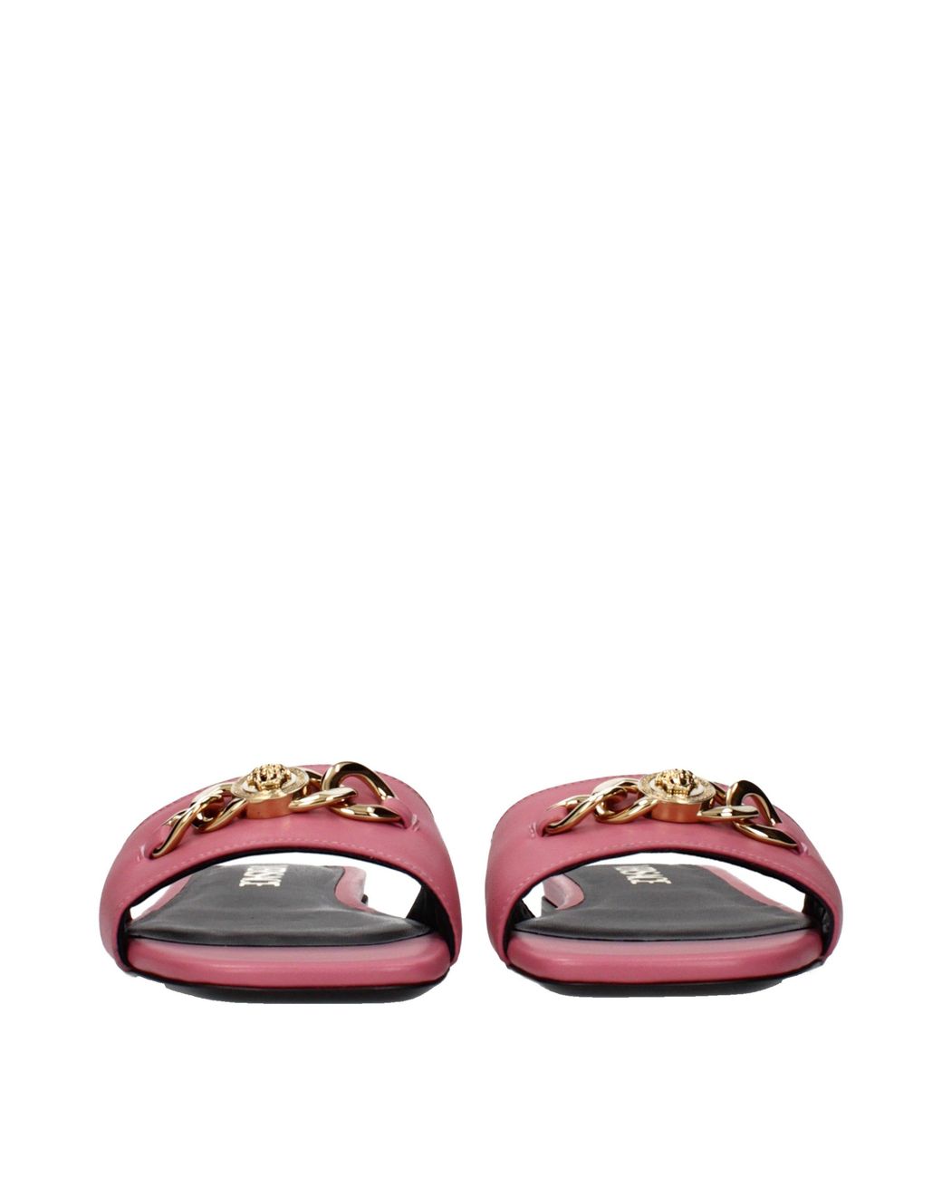 Versace Pink Leather Slippers