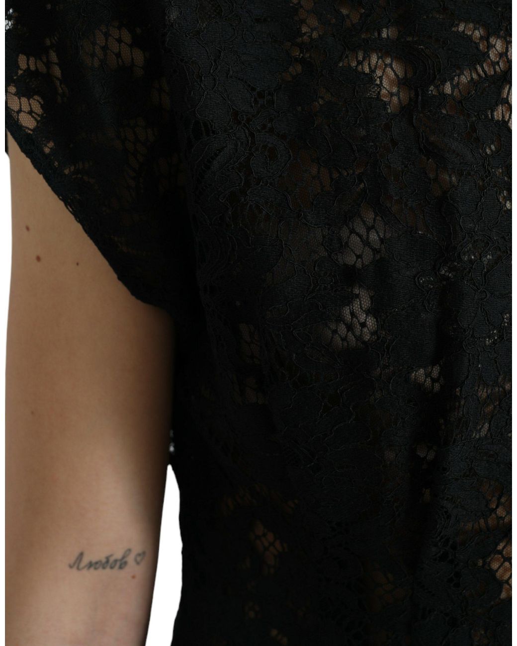 Dolce & Gabbana Black Floral Lace Cotton A-Line Mini Dress