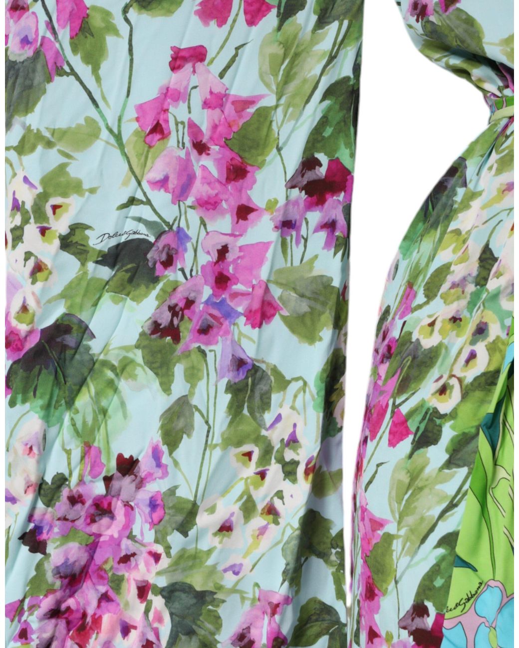 Dolce & Gabbana White Floral Silk Stretch Wrap Dress