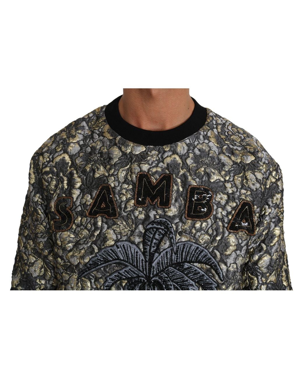 Dolce & Gabbana Black Samba Jacquard Palmtree Pullover Sweater Polyester Clothing for men