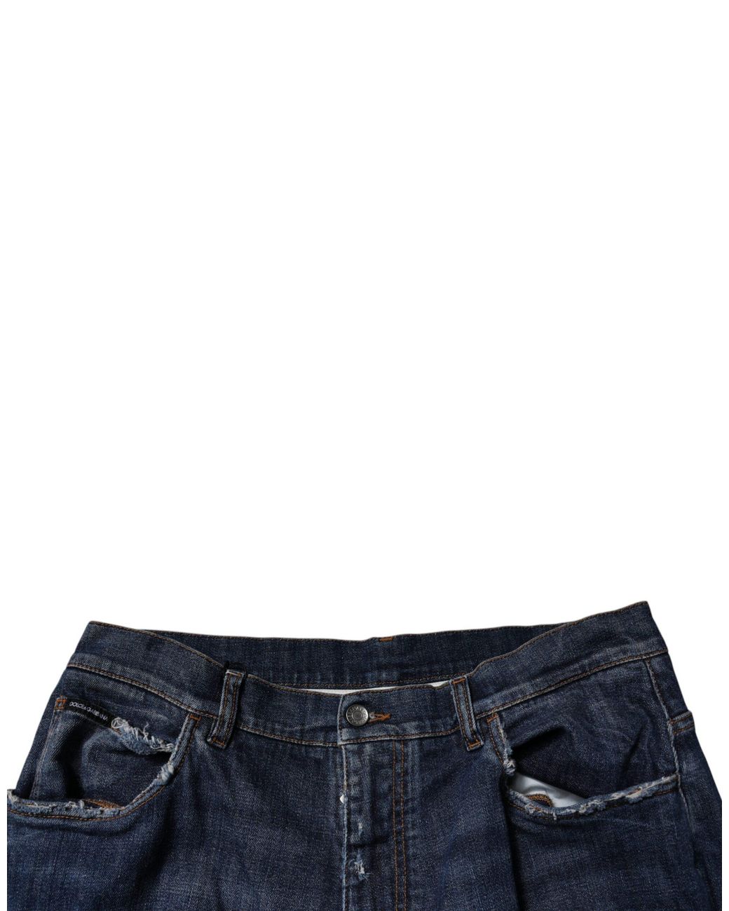 Dolce & Gabbana Blue Wide Leg Distressed Jeans for men