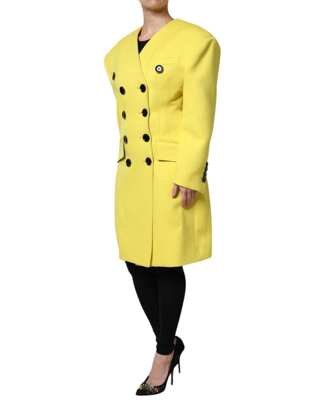 Dolce & Gabbana Yellow Double Breasted Trench Coat Jacket