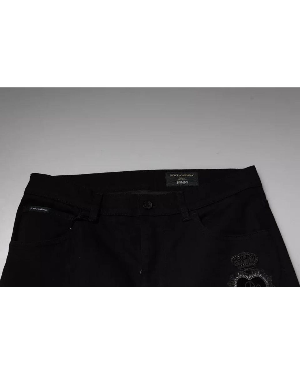 Dolce & Gabbana Black Skinny Jeans Embroidered Style for men