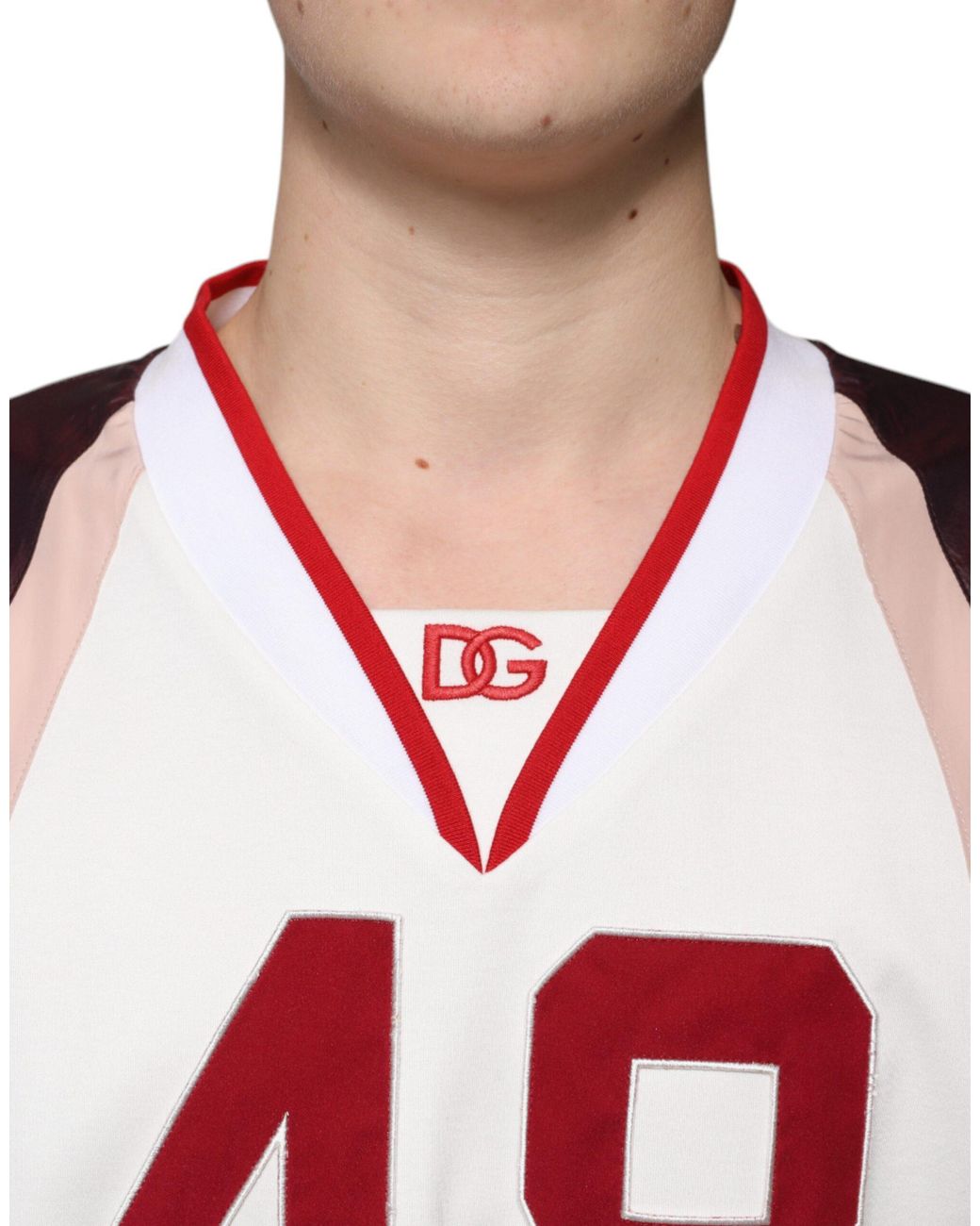 Dolce & Gabbana Red Number 48 Jersey Colorblock for men
