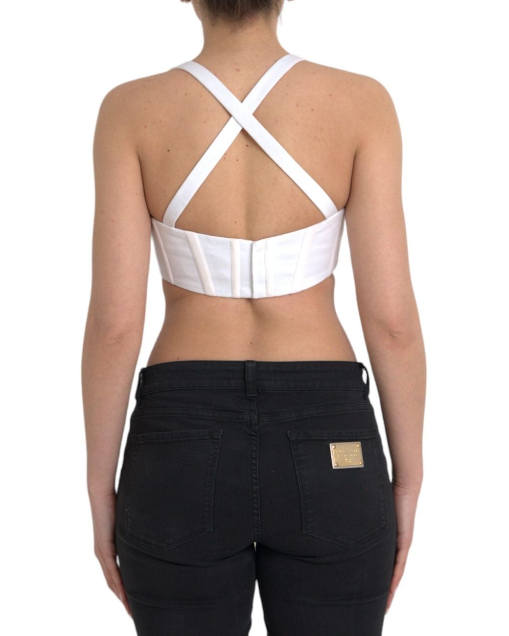 Versace Black Viscose Bustier Sleeveless Cropped Top