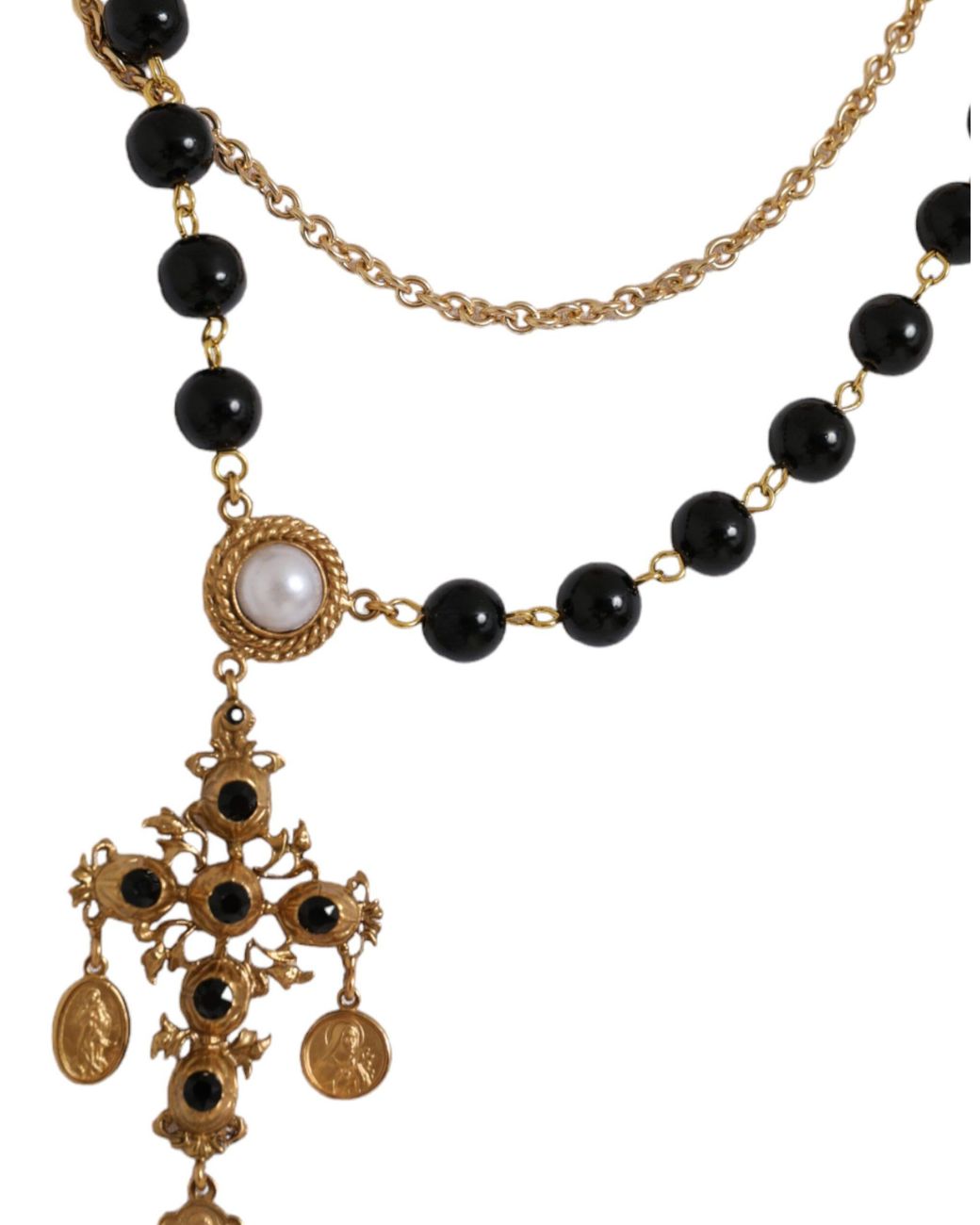Dolce & Gabbana White Cotton Necklace Short Sleeves T-Shirt