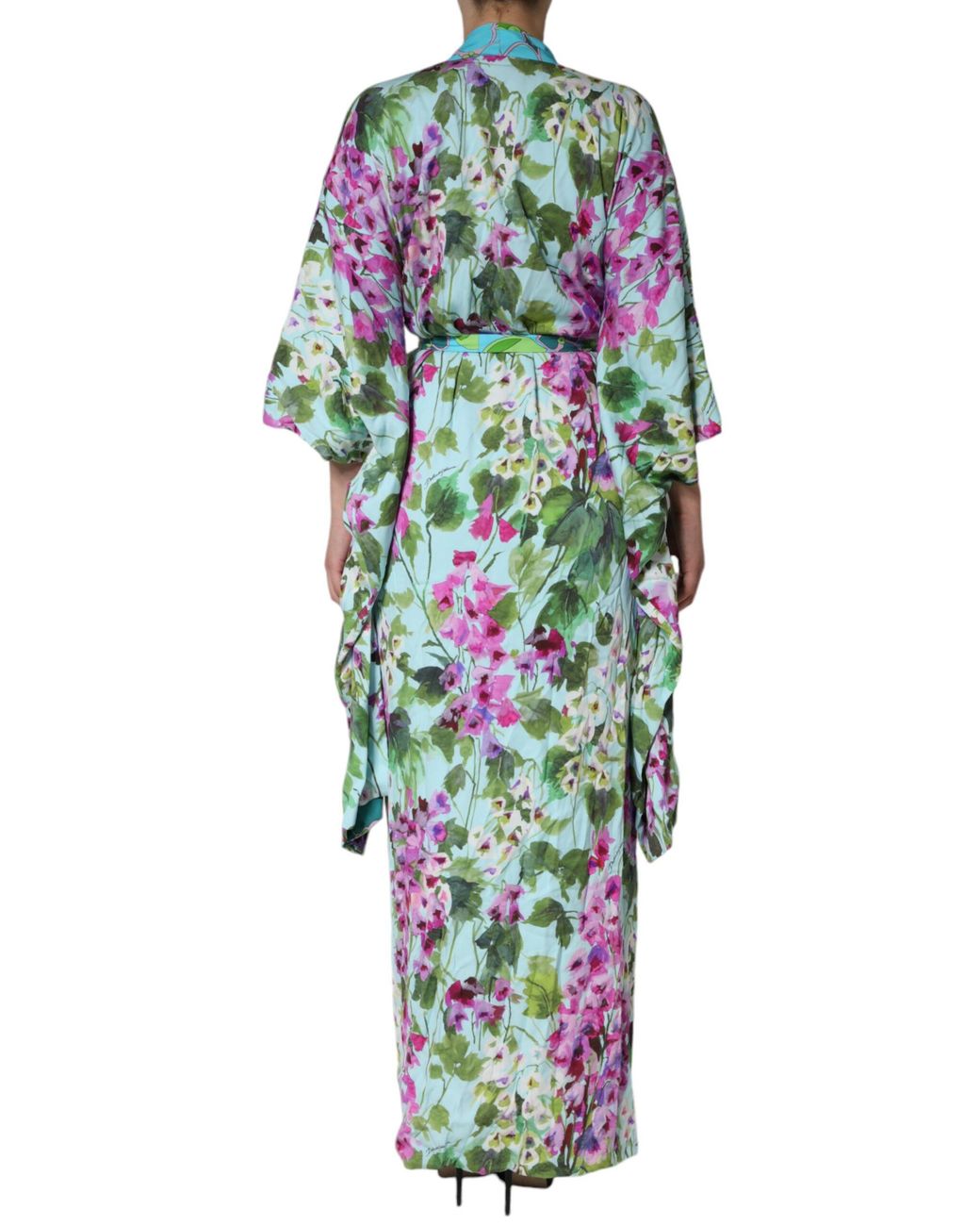 Dolce & Gabbana White Floral Silk Stretch Wrap Dress