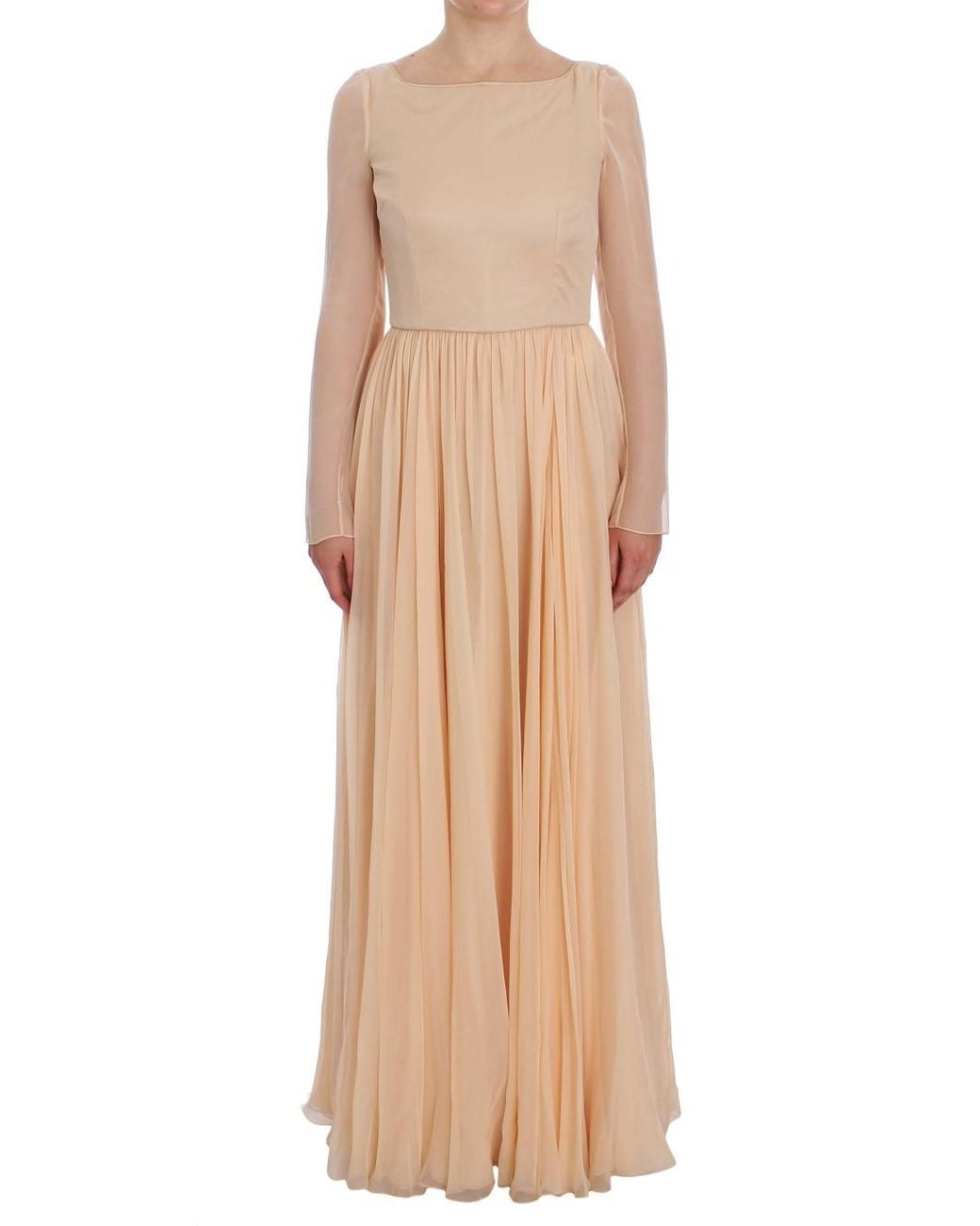 Dolce & Gabbana Natural Silk Ball Gown Full Length Dress